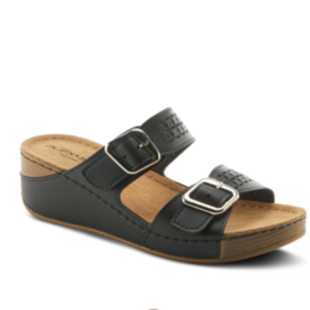 Flexus Thrume Slide by Spring Step Black Sandals sz 37 NEW